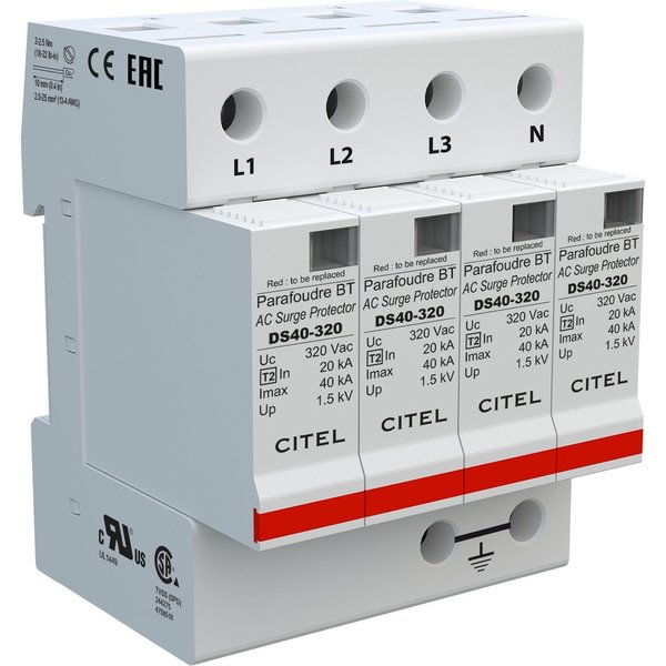 Citel AC DIN Rail Protector, 3 Phase, 415/240V DS44S-320